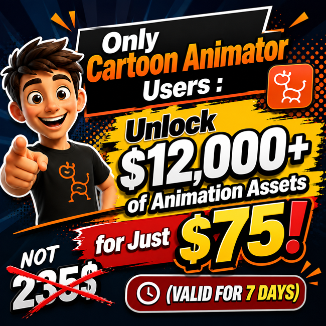 OFFER NOT TO BE MISSED FOR CARTOON ANIMATOR USERS !! ONLY 7 DAYS!